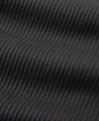 Ribbed Long Sleeve Henley T-Shirt - Black