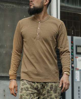 Vintage Long Sleeve Henley Shirt - Khaki