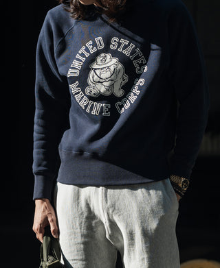 1980s Marine Devil Dog Raglan Sweatshirt - Navy