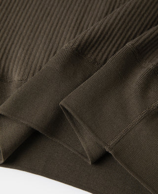 Ribbed Long Sleeve Henley T-Shirt - Olive Brown