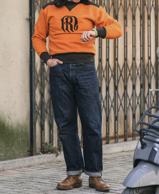 V-Inset Two-Tone Sweatshirt - Orange