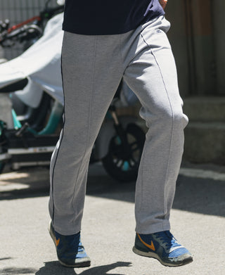 1970s Heavyweight Waffle Knit Jogger Pants - Gray