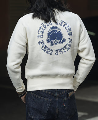 1980s Marine Devil Dog Raglan Sweatshirt - White