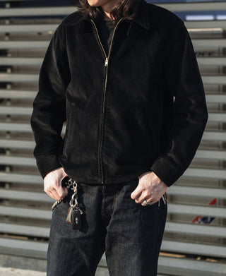 9 Wale Cotton Corduroy Zip-Up Jacket - Black