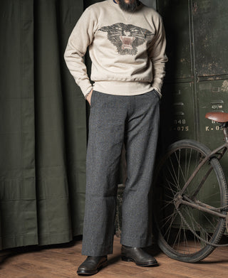 1930s Rugged CCC Black Panther Double V-Neck Insert Sweater - Apricot