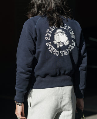 1980s Marine Devil Dog Raglan Sweatshirt - Navy