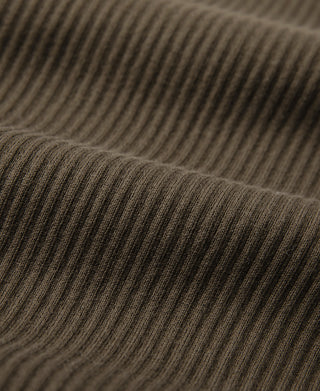 Ribbed Long Sleeve Henley T-Shirt - Olive Brown