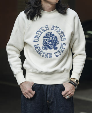 1980s Marine Devil Dog Raglan Sweatshirt - White