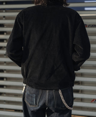 9 Wale Cotton Corduroy Zip-Up Jacket - Black