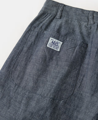 1930s Double-Pleated Chambray Pants