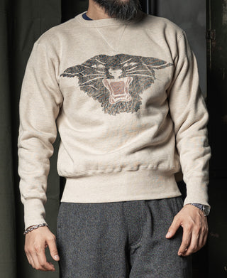 1930s Rugged CCC Black Panther Double V-Neck Insert Sweater - Apricot