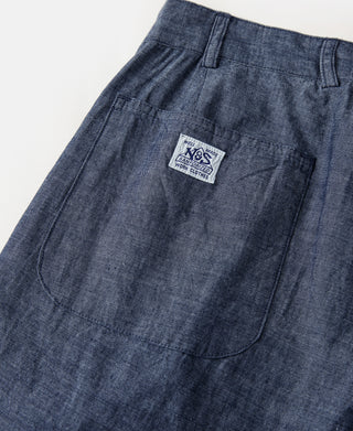 1930s Double-Pleated Chambray Pants