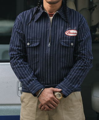 Lot 954 1950s Motorcycle Mechanic Stripe Chore Coat - Navy