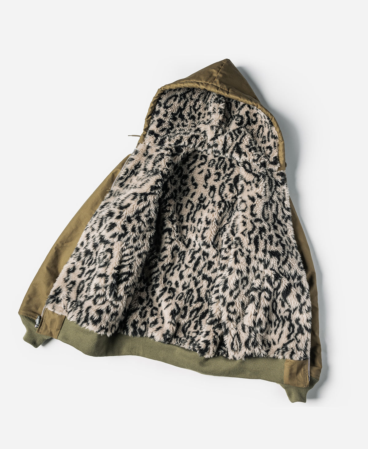 Leopard Print Reversible Deck Jacket - Khaki