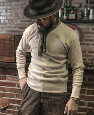 14 oz Side Closing Henley Shirt - Apricot