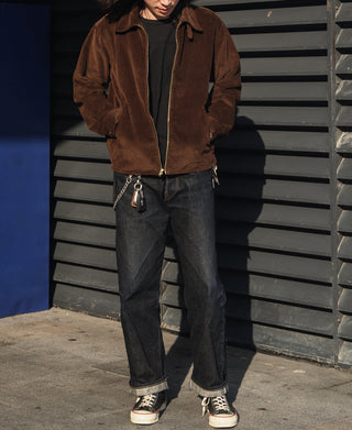 9 Wale Cotton Corduroy Zip-Up Jacket - Brown