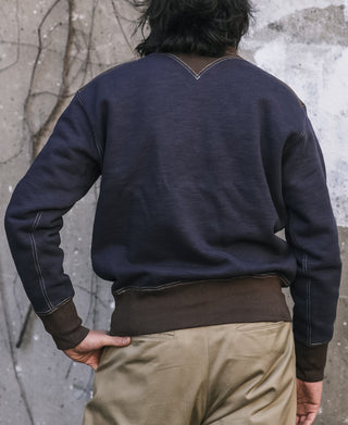 V-Inset Two-Tone Sweatshirt - Navy