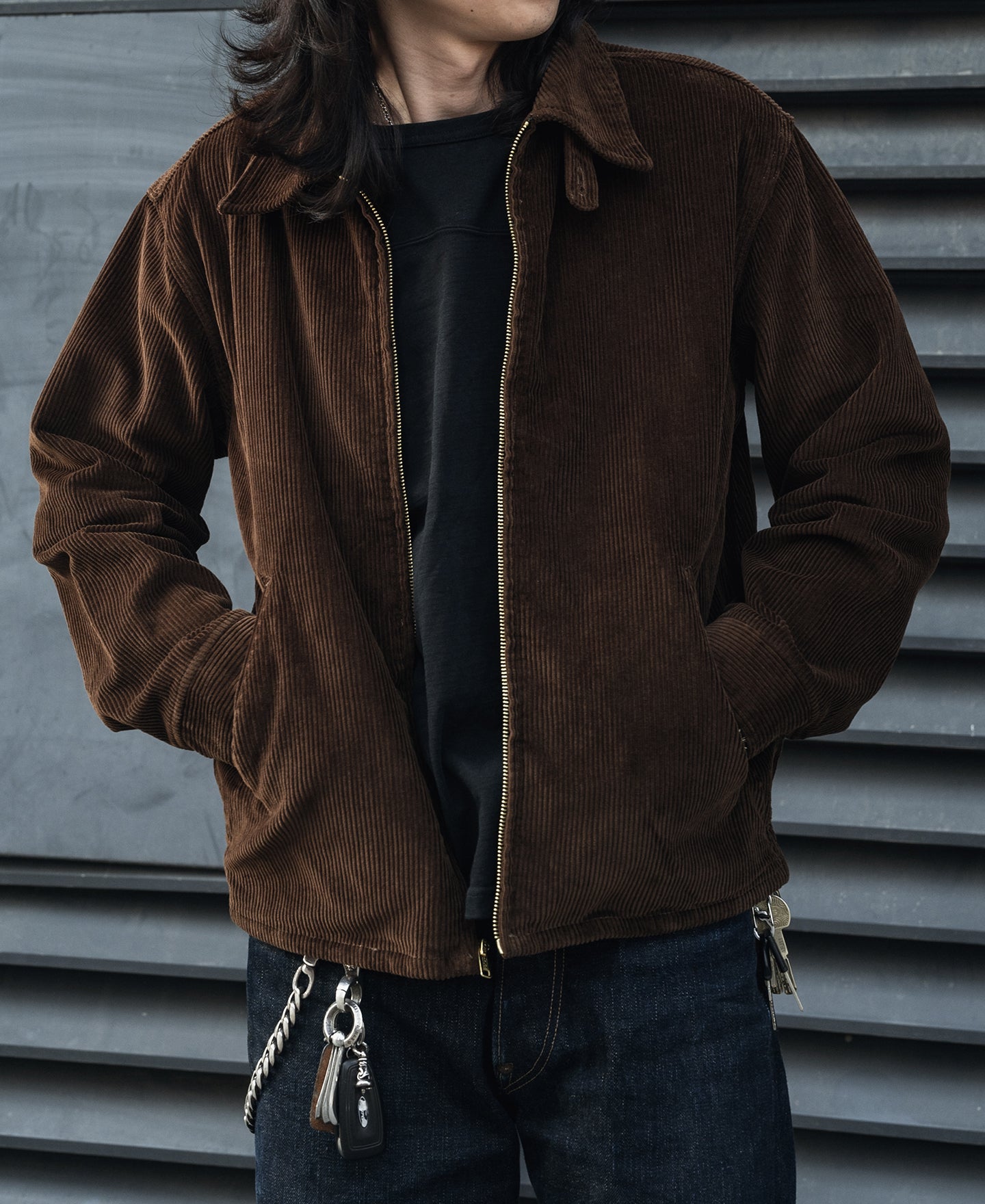 Vintage Brown 9-Wale Cotton Corduroy Zip-Up Jacket | Bronson Mfg