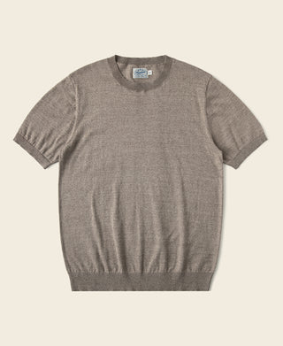 1950s Jersey Knit Short Sleeve Crewneck T-Shirt in Light Brown