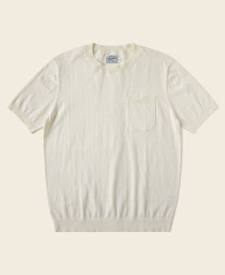 1950s Jersey Knit Short Sleeve Pocket T-Shirt in Apricot