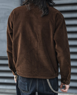 9 Wale Cotton Corduroy Zip-Up Jacket - Brown