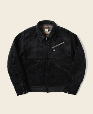 1940s Heavyweight Corduroy Cossack Jacket - Black