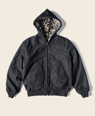 Leopard Print Reversible Deck Jacket - Black