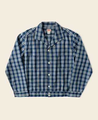 1940s Camp-Collar Palaka Plaid Shirt Jacket