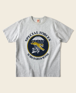 1960s Paratrooper & Tiger Print T-Shirt - Gray