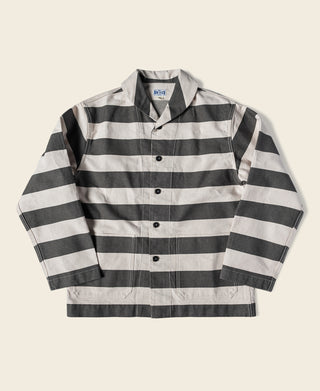 Prison Stripe Shawl Collar Coverall Jacket