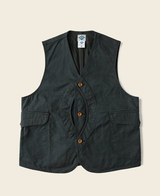 1930s Canvas Game Pockets Vest - Dark Green