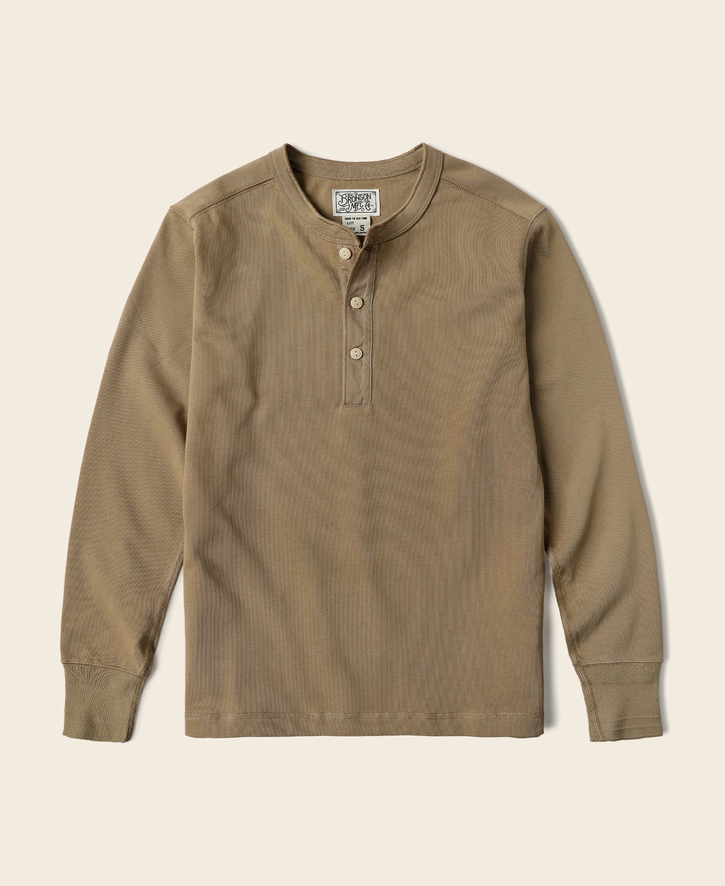 Vintage Long Sleeve Henley Shirt Khaki - Main Image