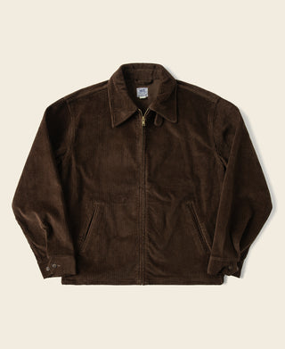 9 Wale Cotton Corduroy Zip-Up Jacket - Brown