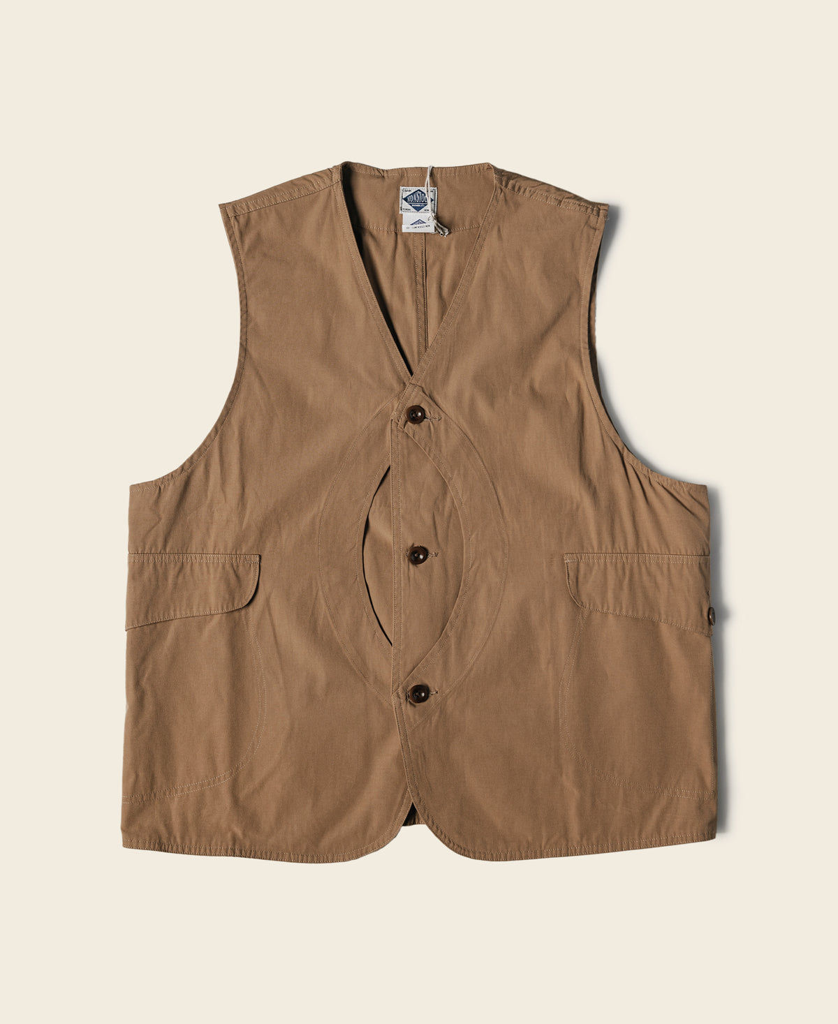 Polyester and Cotton Blend Game Pocket Outdoor Vest - Khaki