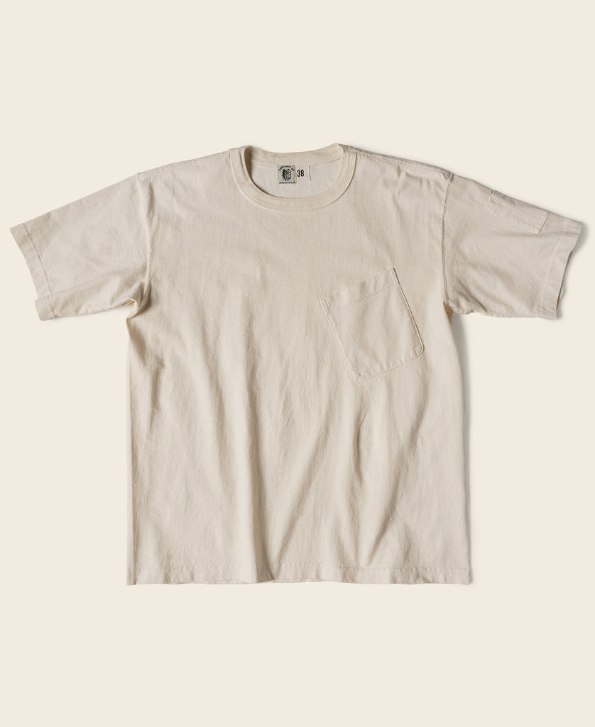 Slanted Pocket High Twist Cotton Tubular T-Shirt - Apricot