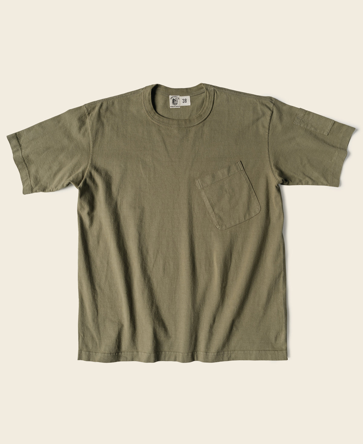 Slanted Pocket High Twist Cotton Tubular T-Shirt - Olive