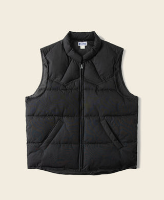 1970s Vintage Quilted Padded Vest - Black