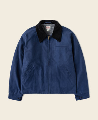 1940s Houndstooth-Lined Moleskin Cossack Jacket – Blue