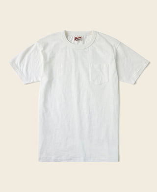 Loopwheel Tubular Slub Cotton Pocket T-Shirt - White