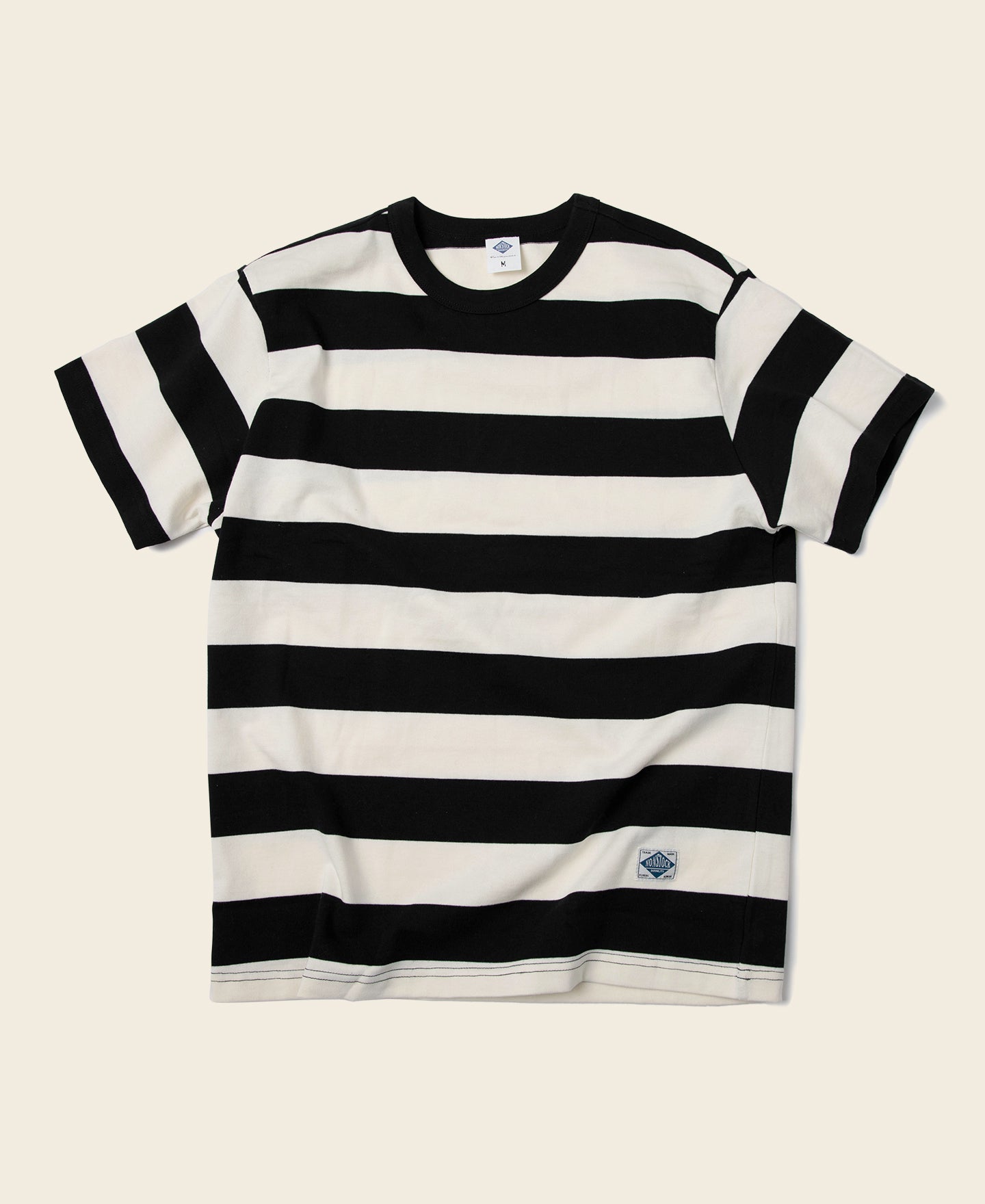 Motorcycle Heavyweight Black and White Wide Striped T-Shirt