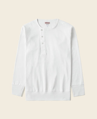 14 oz Side Closing Henley Shirt - White