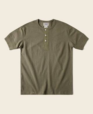 Vintage Short Sleeve Henley T-Shirt - Olive