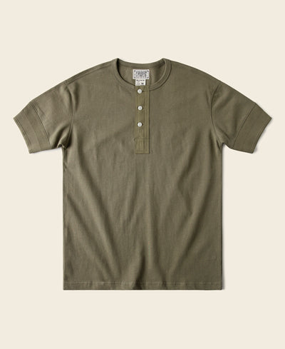 Vintage Short Sleeve Henley T-Shirt - Olive