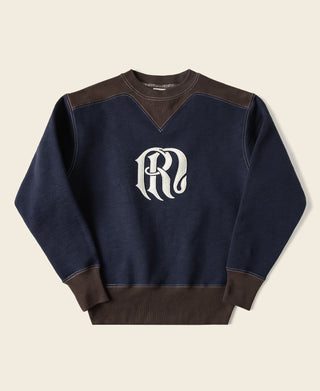 V-Inset Two-Tone Sweatshirt - Navy