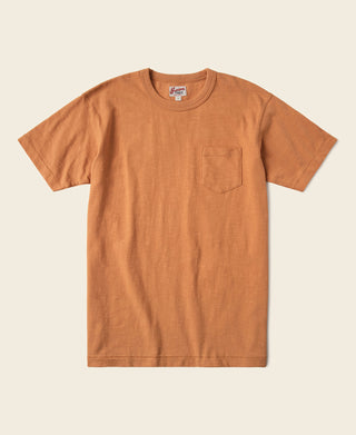Loopwheel Tubular Slub Cotton Pocket T-Shirt - Orange
