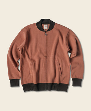 Waffle Cotton Full-Zip Track Jacket - Orange