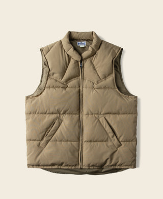 1970s Vintage Quilted Padded Vest - Khaki