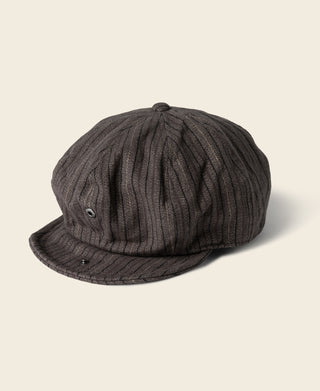 Yarn-Dyed Stripe Newsboy Cap  - Brown