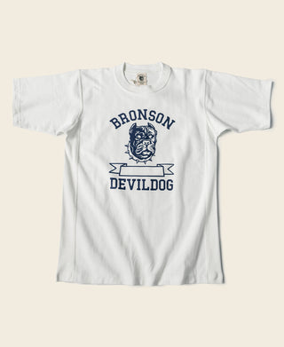 Devil-Dog Logo-Print Reverse Weave T-Shirt - White