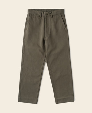 1940s Pique Stripe Cotton Work Trousers - Light Coffee